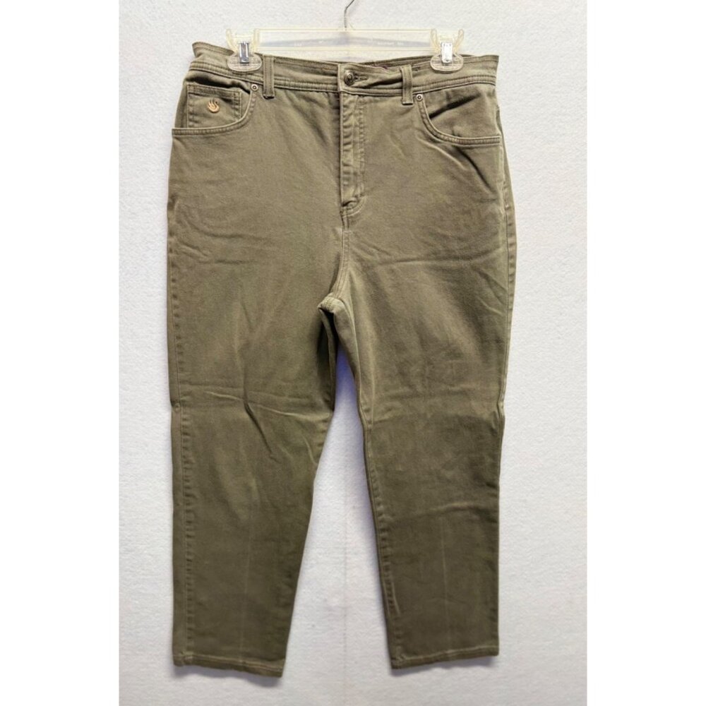 Gloria Vanderbilt Women's Sage Green Casual Stretch Pants Ankle Cropped Size 12